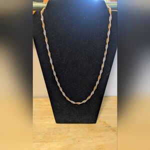 Elegant Twisted Gold and Silver Necklace FAC 24 In Long End To End